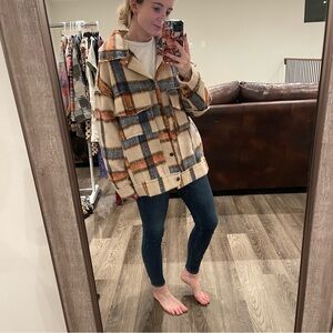 POL Cream and Brown Teddy Jacket